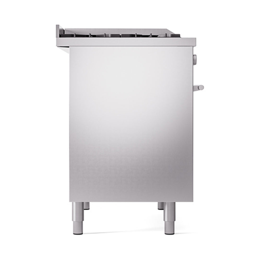 ILVE 40-inch Professional Plus II Natural Gas Dual Fuel Range with Solid Door Oven in Stainless Steel (UPD40FQMPSS)