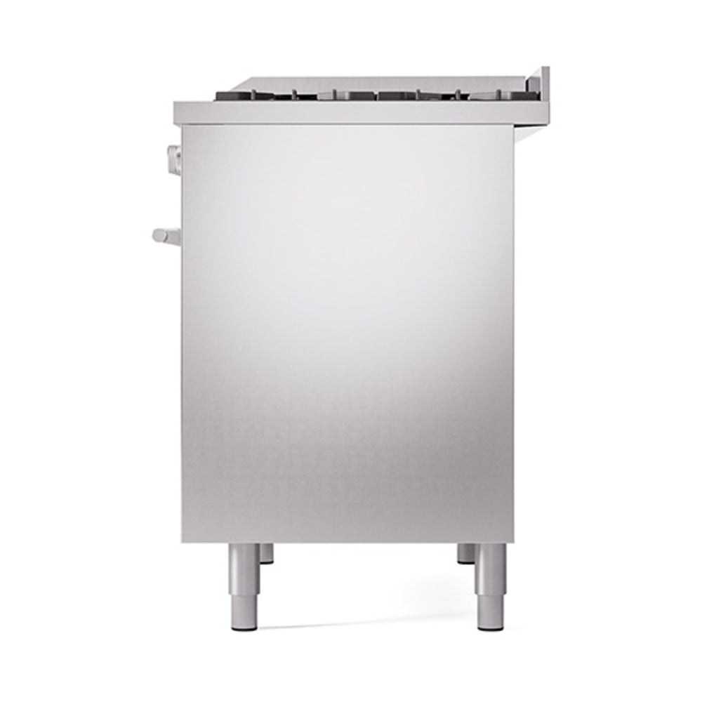 ILVE 40-inch Professional Plus II Natural Gas Dual Fuel Range with Solid Door Oven in Stainless Steel (UPD40FQMPSS)