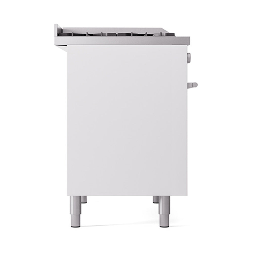ILVE 40-inch Professional Plus II Natural Gas Dual Fuel Range with Solid Door Oven in White (UPD40FQMPWH)