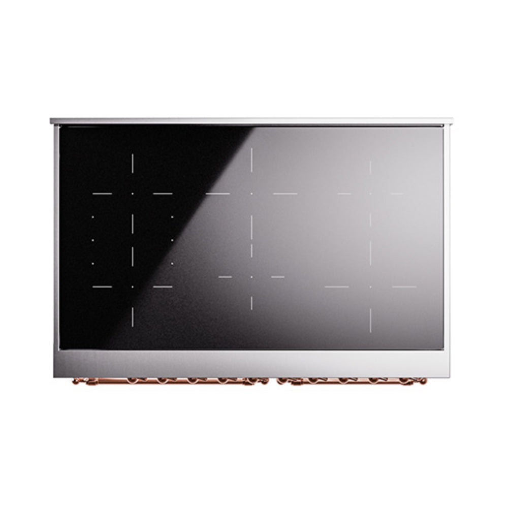 ILVE 40-Inch Nostalgie II Induction Range with Solid Door Oven in White with Copper Trim (UPDI406QNMPWHP)