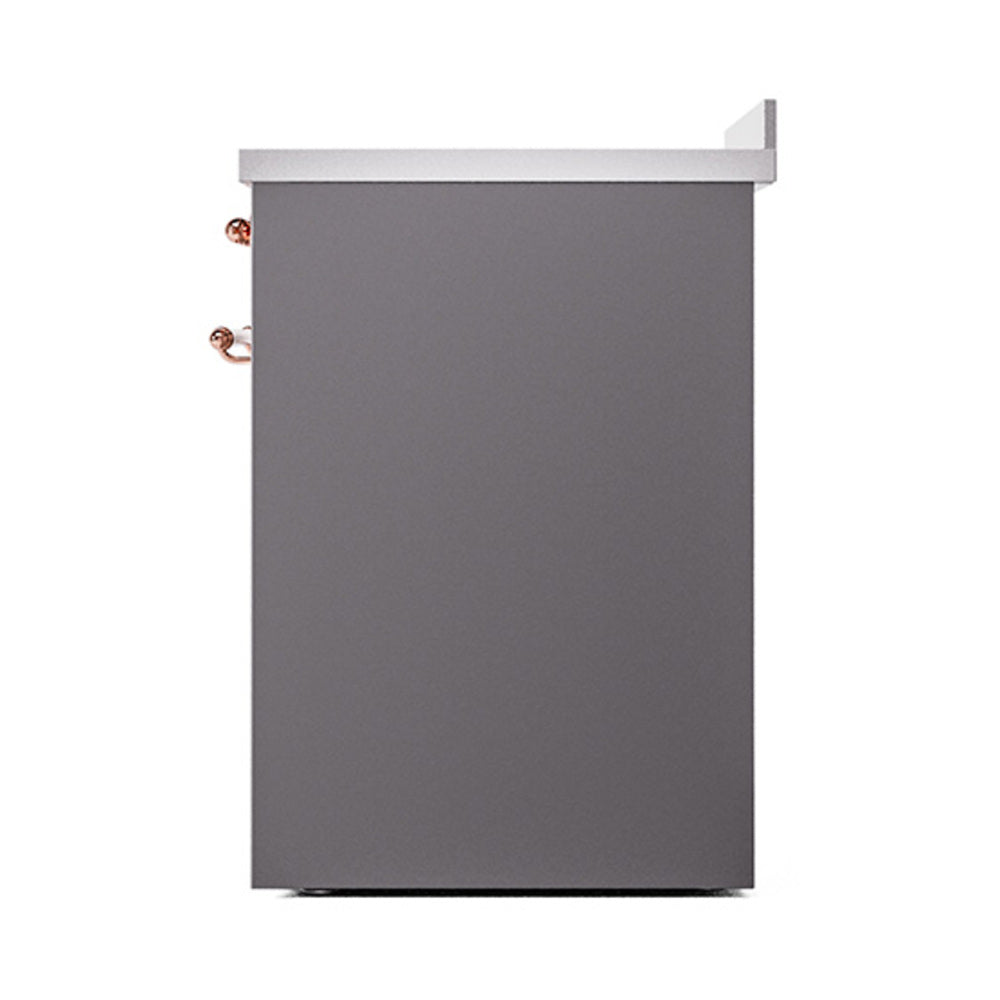 ILVE 30-Inch Nostalgie II Induction Range with Solid Door Oven in Matte Graphite with Copper Trim (UPI304QNMPMGP)