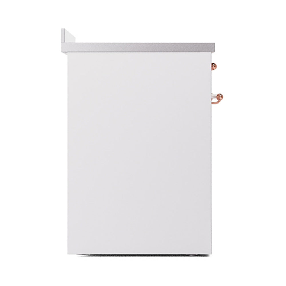 ILVE 30-Inch Nostalgie II Induction Range with Solid Door Oven in White with Copper Trim (UPI304QNMPWHP)