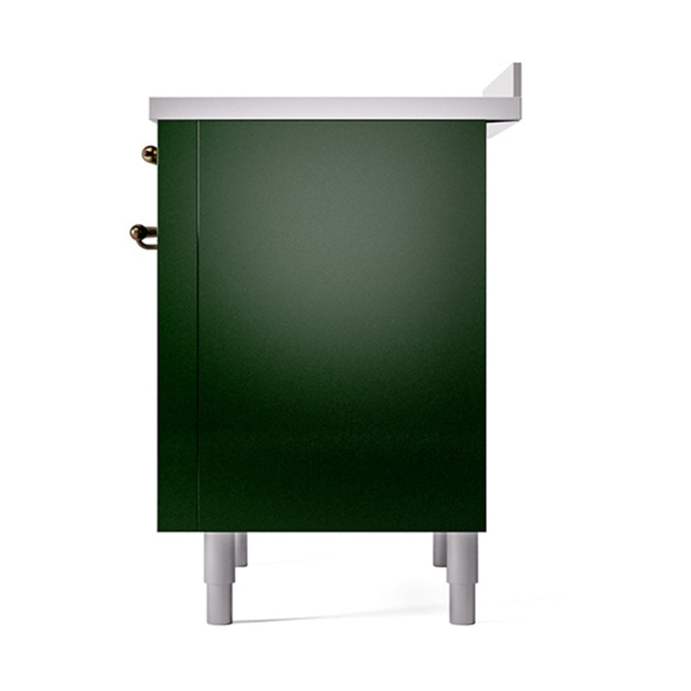 ILVE 36-Inch Nostalgie II Induction Range with Solid Door Oven in Emerald Green with Chrome Trim (UPI366QNMPEGC)