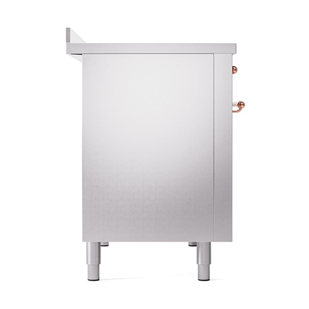 ILVE 48-Inch Nostalgie II Induction Range with Solid Door Oven in Stainless Steel with Copper Trim (UPI486QNMPSSP)