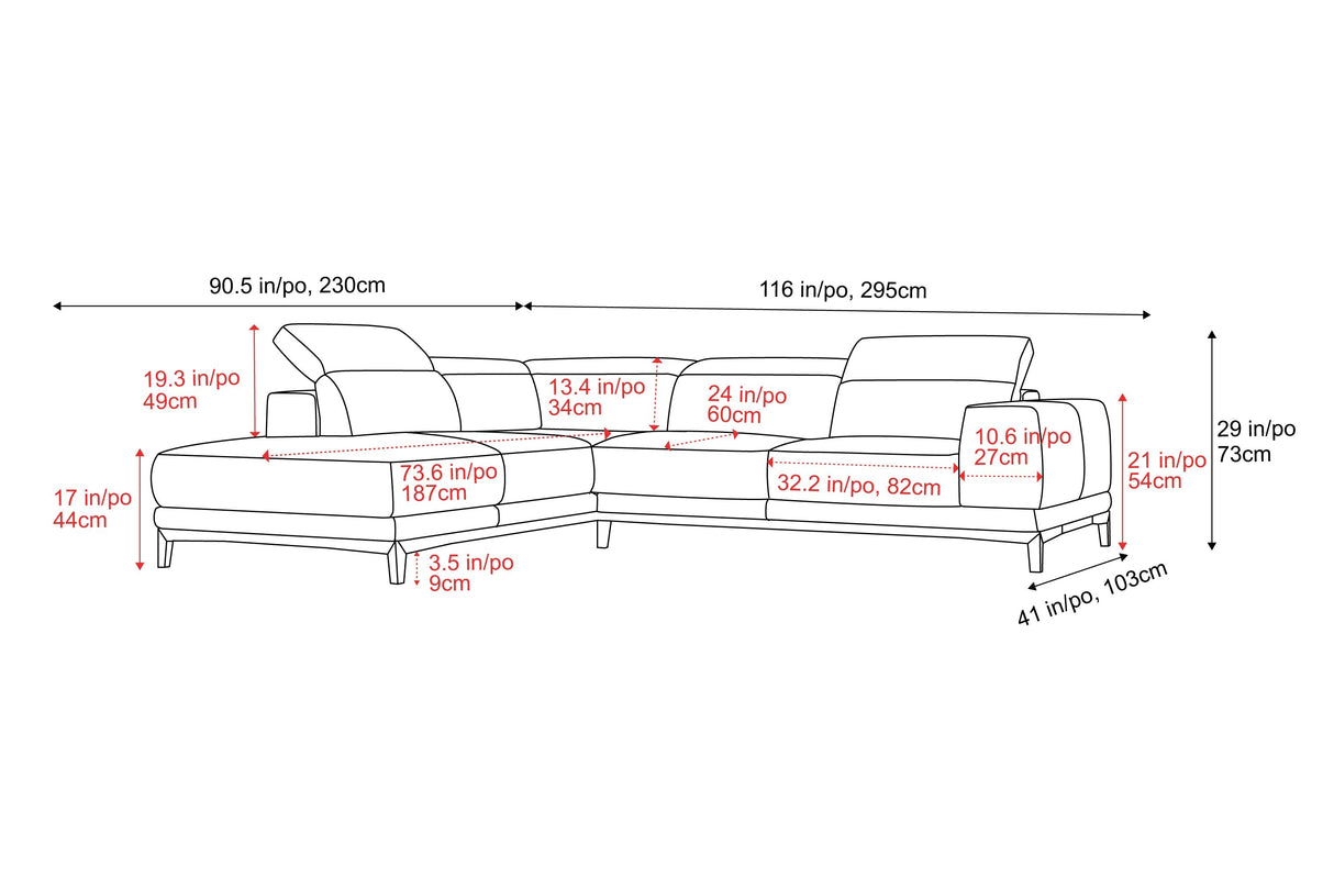Valletta Leather Corner Sectional Sofa