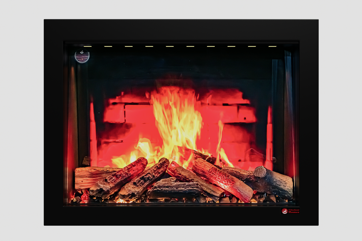 2025 New LiteStar ZEF32X – 32-inch Smart Electric Fireplace Insert Multi-Flame Style | Breathing Logs | Smart App | 5 Unique Flame Colors | Adjustable Crackling Sounds