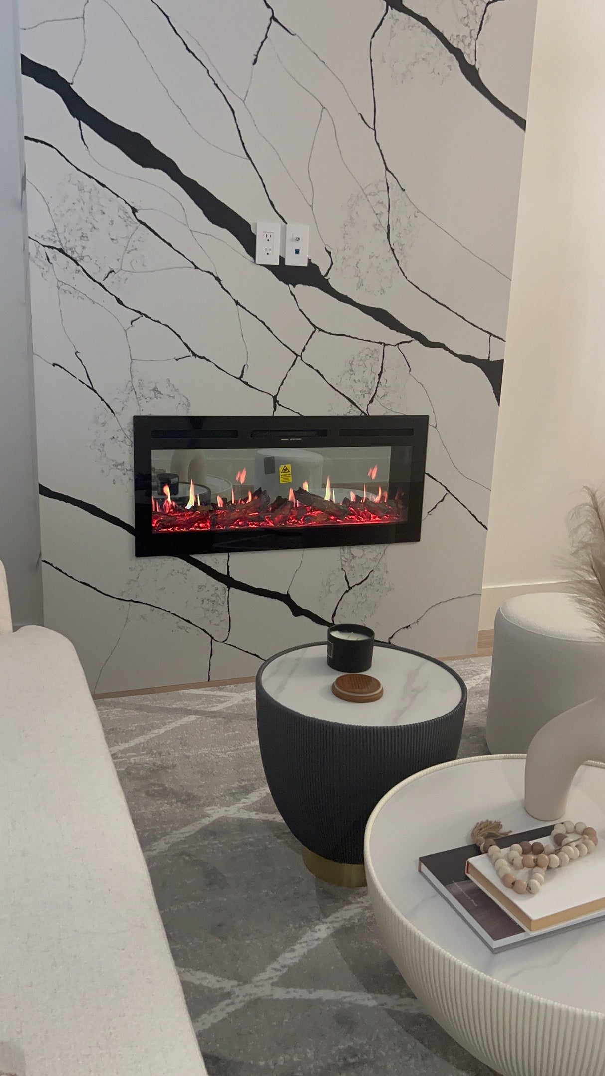 Litedeer Homes Aimée 40-Inch Smart Electric Fireplace with App Crackling Sounds 5 Unique Flame (Model: ZEF40L)