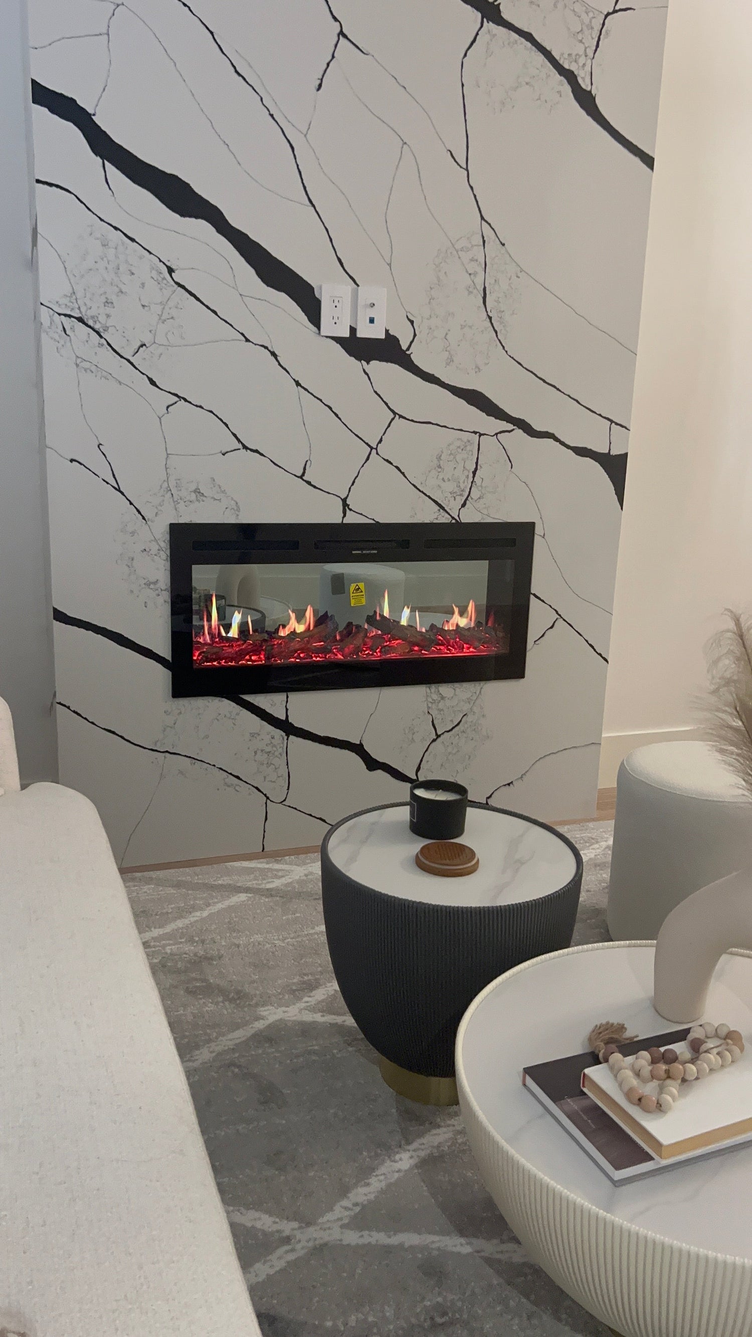 Litedeer Homes Aimée 40-Inch Smart Electric Fireplace with App Crackling Sounds 5 Unique Flame (Model: ZEF40L)