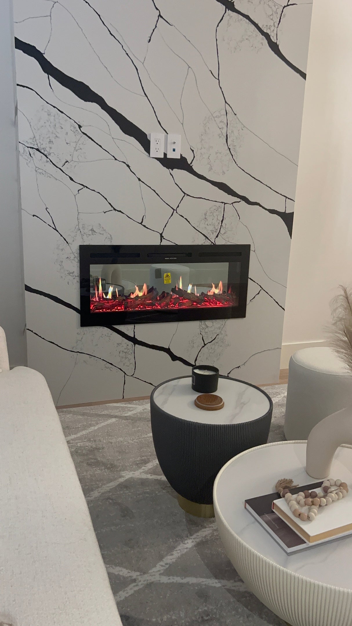 Litedeer Homes Aimée 40-Inch Smart Electric Fireplace with App Crackling Sounds 5 Unique Flame (Model: ZEF40L)