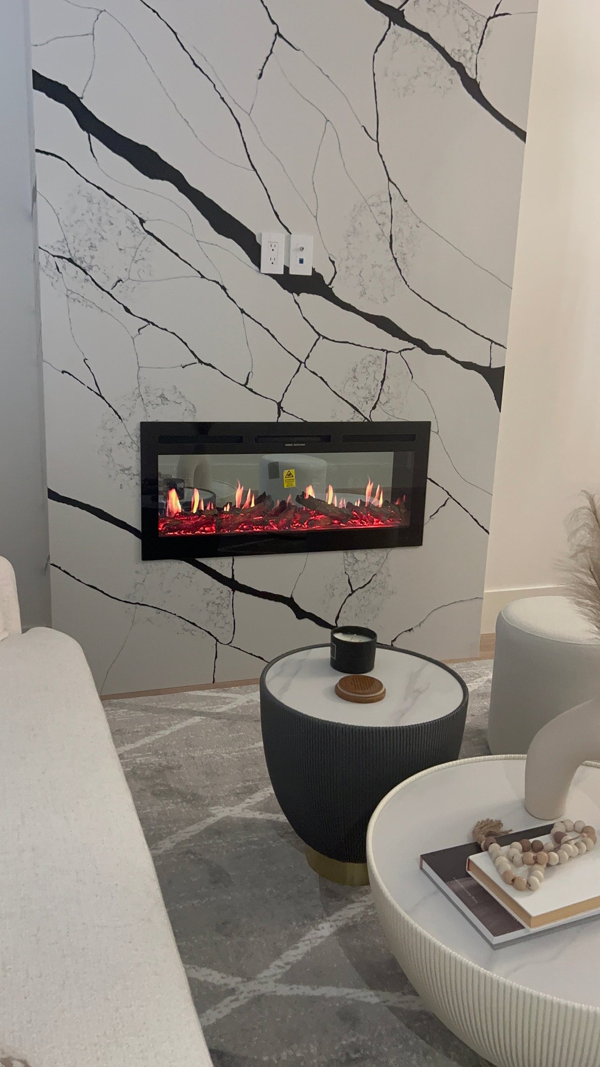 Litedeer Homes Aimée 40-Inch Smart Electric Fireplace with App Crackling Sounds 5 Unique Flame (Model: ZEF40L)