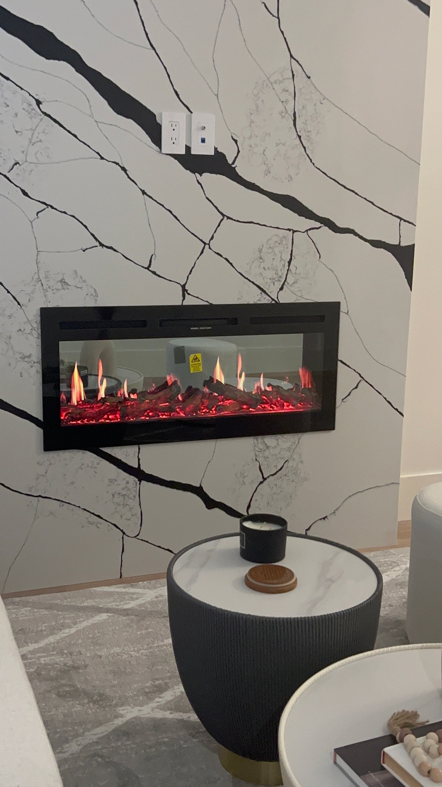 Litedeer Homes Aimée 40-Inch Smart Electric Fireplace with App Crackling Sounds 5 Unique Flame (Model: ZEF40L)