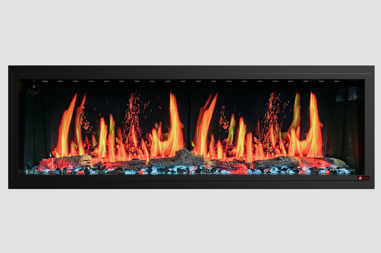 2025 New Litedeer Latitude II 58-inch Wall-Mounted Smart Electric Fireplace with Crackling Sounds, Multi-Flame Style, APP Control, Reflective Amber Glass - ZEF58T