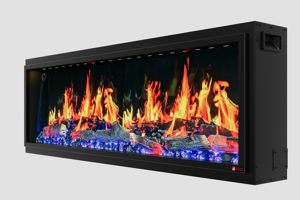 2025 New Litedeer Latitude II 58-inch Wall-Mounted Smart Electric Fireplace with Crackling Sounds, Multi-Flame Style, APP Control, Reflective Amber Glass - ZEF58T