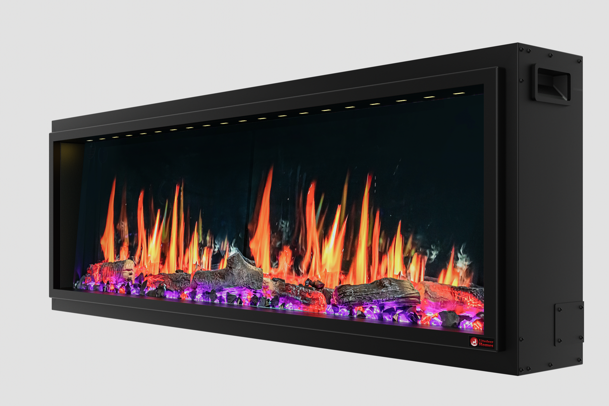 2025 New Litedeer Latitude II 58-inch Wall-Mounted Smart Electric Fireplace with Crackling Sounds, Multi-Flame Style, APP Control, Reflective Amber Glass - ZEF58T