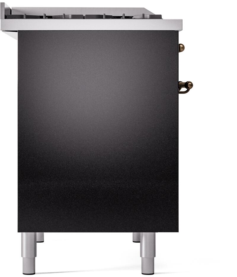 ILVE Nostalgie II 40-Inch Dual Fuel Freestanding Range in Glossy Black with Bronze Trim (UPD40FNMPBKBLP)