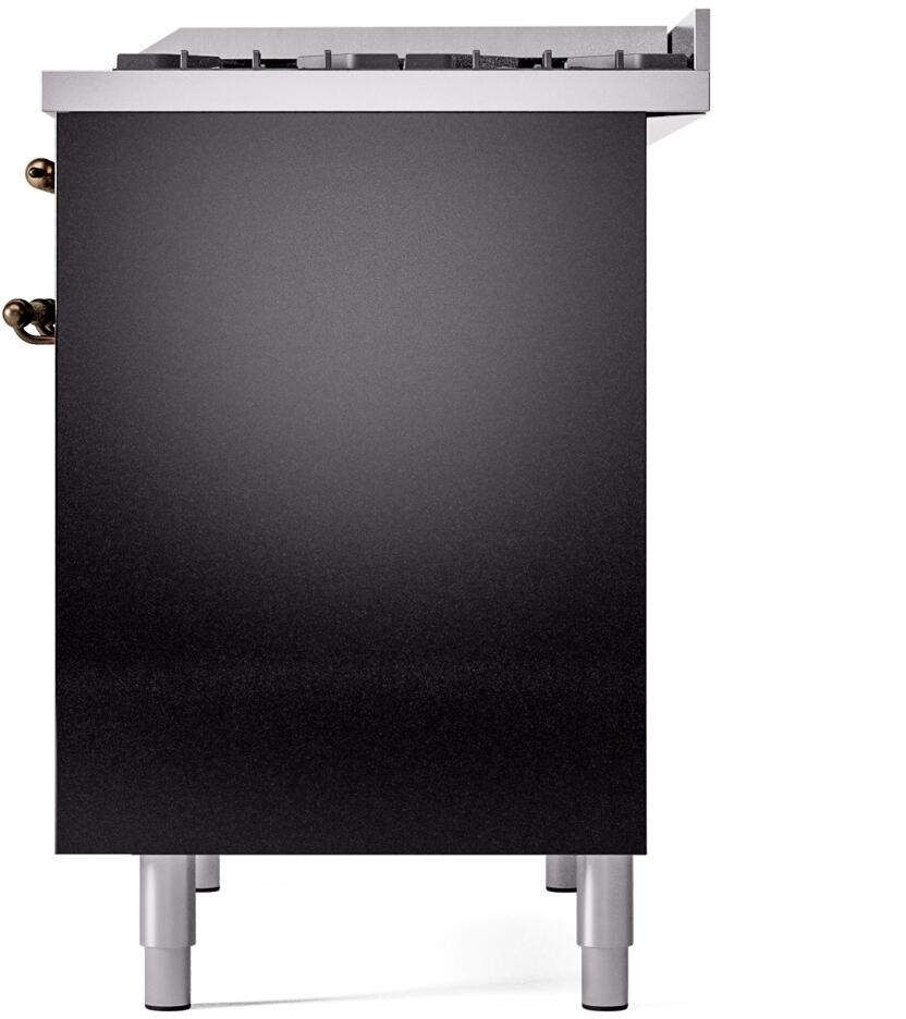 ILVE Nostalgie II 40-Inch Dual Fuel Freestanding Range in Glossy Black with Bronze Trim (UPD40FNMPBKBLP)