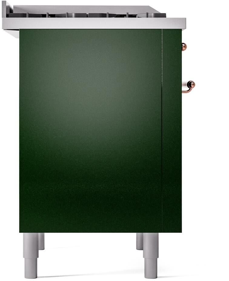 ILVE Nostalgie II 36-Inch Dual Fuel Freestanding Range in Emerald Green with Copper Trim (UP36FNMPEGPLP)