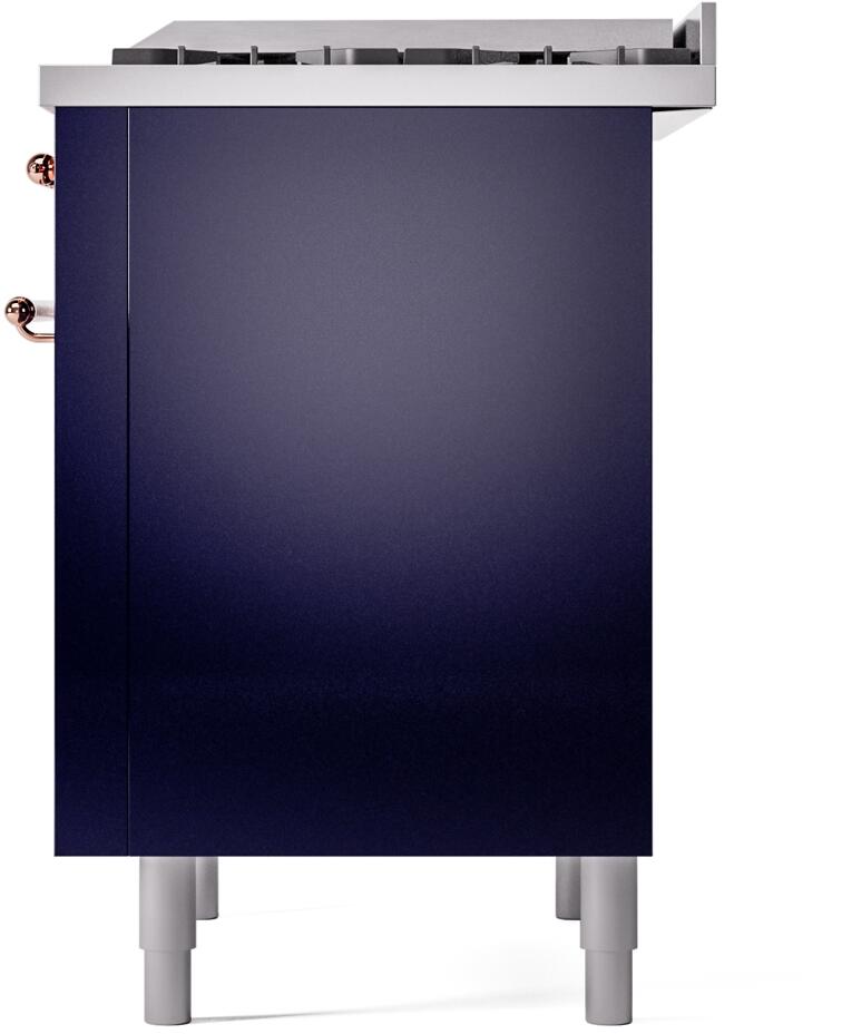 ILVE Nostalgie II 36-Inch Dual Fuel Freestanding Range in Midnight Blue with Copper Trim (UP36FNMPMBPLP)