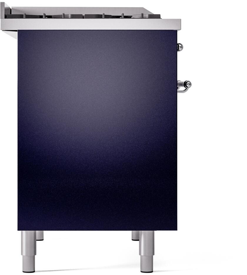 ILVE Nostalgie II 40-Inch Dual Fuel Freestanding Range in Midnight Blue with Chrome Trim (UPD40FNMPMBCLP)
