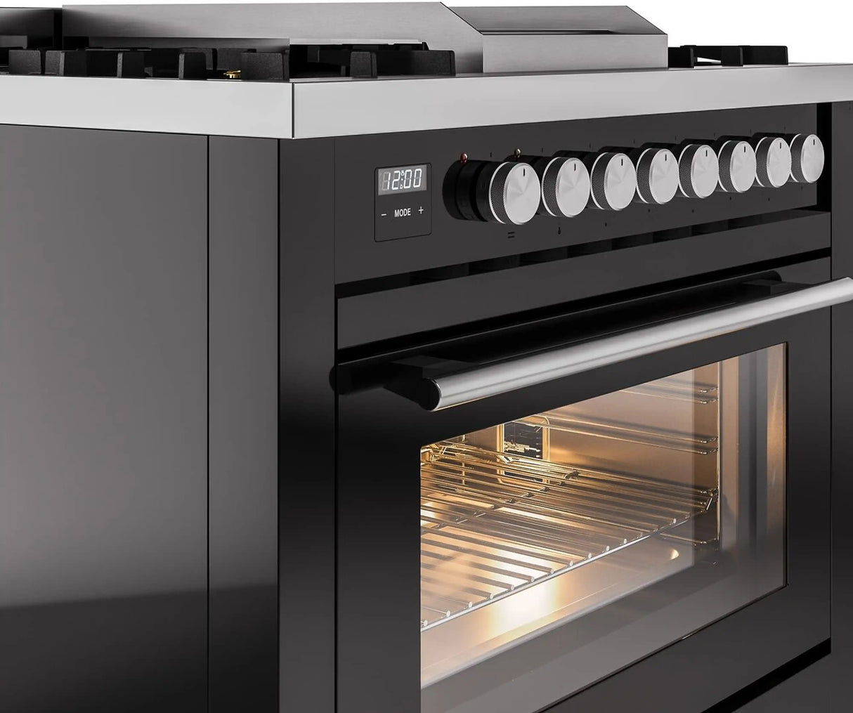 ILVE 36-Inch Professional Plus II Freestanding Natural Gas Dual Fuel Range with 6 Sealed Burner in Black (UP36FWMPBK)