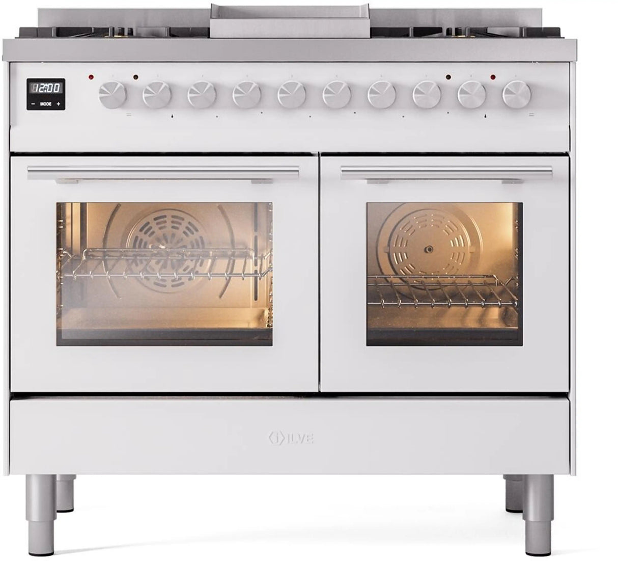 ILVE Professional Plus II 40-Inch Freestanding Natural Gas Dual Fuel Range with 6 Sealed Burner in White (UPD40FWMPWH)