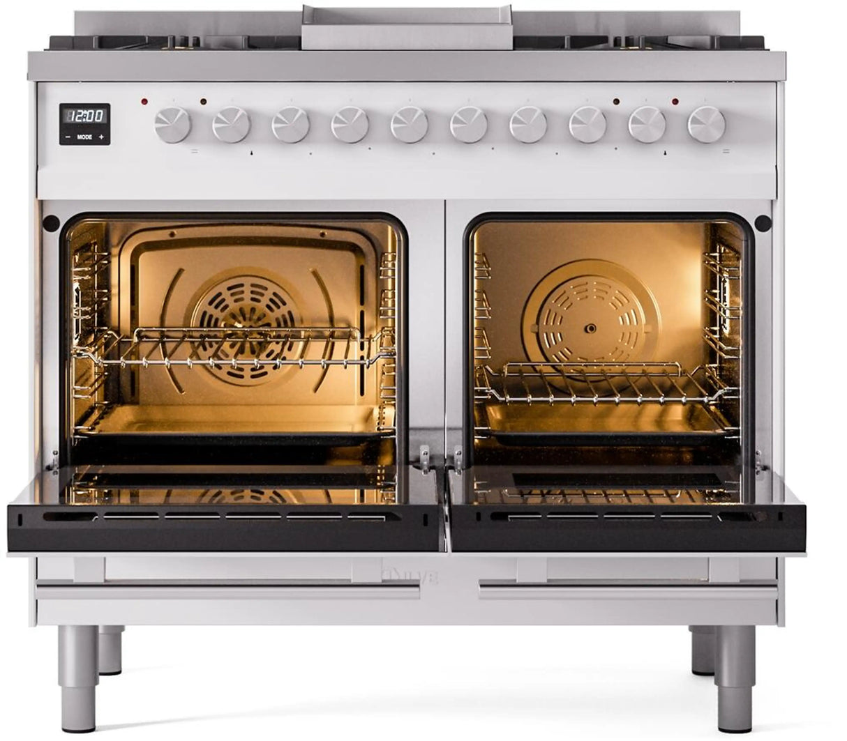 ILVE Professional Plus II 40-Inch Freestanding Natural Gas Dual Fuel Range with 6 Sealed Burner in White (UPD40FWMPWH)