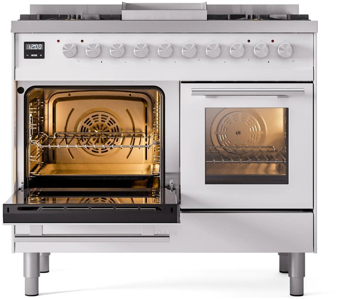ILVE Professional Plus II 40-Inch Freestanding Natural Gas Dual Fuel Range with 6 Sealed Burner in White (UPD40FWMPWH)