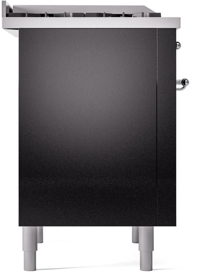 ILVE Nostalgie II 36-Inch Freestanding Natural Gas Dual Fuel Range in Glossy Black with Chrome Trim (UP36FNMPBKC)