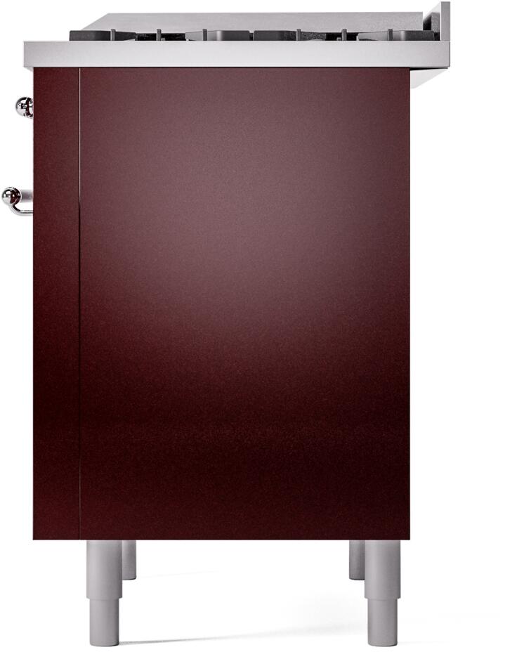 ILVE Nostalgie II 36-Inch Dual Fuel Freestanding Range in Burgundy with Chrome Trim (UP36FNMPBUCLP)