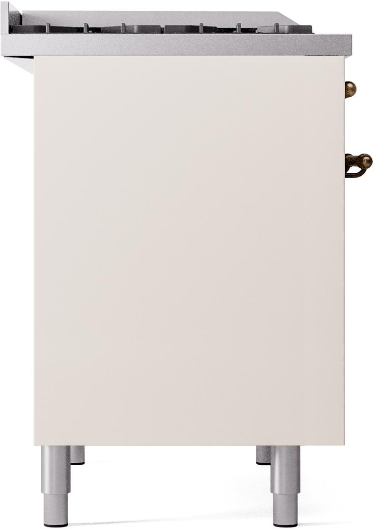 ILVE Nostalgie II 40-Inch Freestanding Natural Gas Dual Fuel Range in Antique White with Bronze Trim (UPD40FNMPAWB)