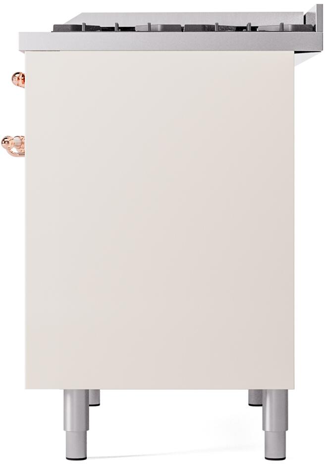 ILVE Nostalgie II 40-Inch Freestanding Natural Gas Dual Fuel Range in Antique White with Copper Trim (UPD40FNMPAWP)