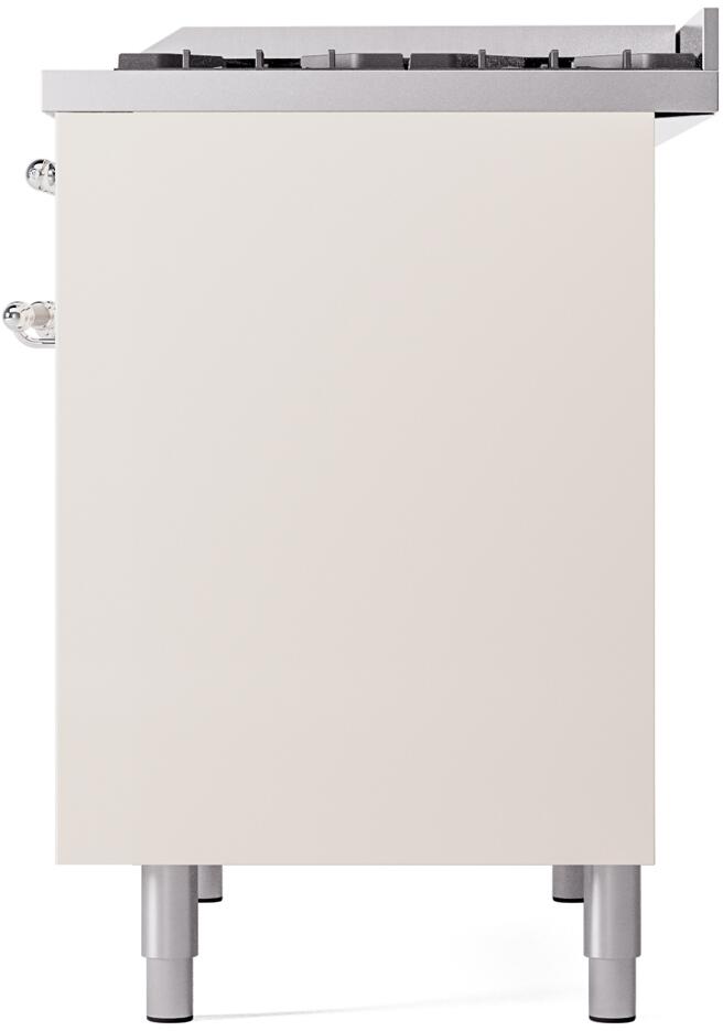 ILVE Nostalgie II 40-Inch Dual Fuel Freestanding Range in Antique White with Chrome Trim (UPD40FNMPAWCLP)