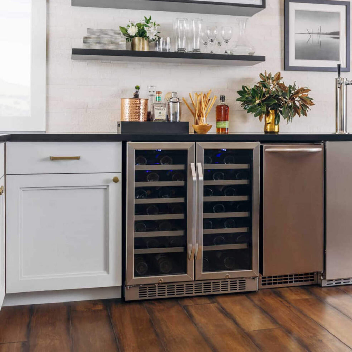 Edgestar 30" Wide 56 Bottle Capacity Built-In French Door Wine Cooler With Door Locks (SAK56381)