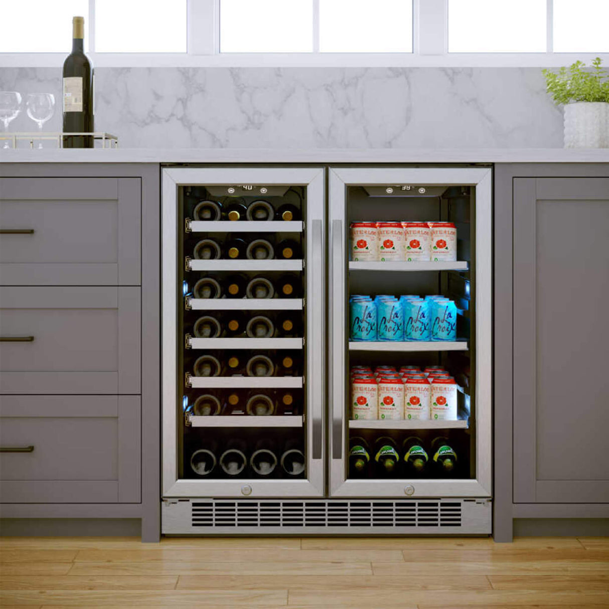 Edgestar 30" Wide 28 Bottle Built In Dual Zone Beverage Center With 86 Can Capacity (SAK35972)