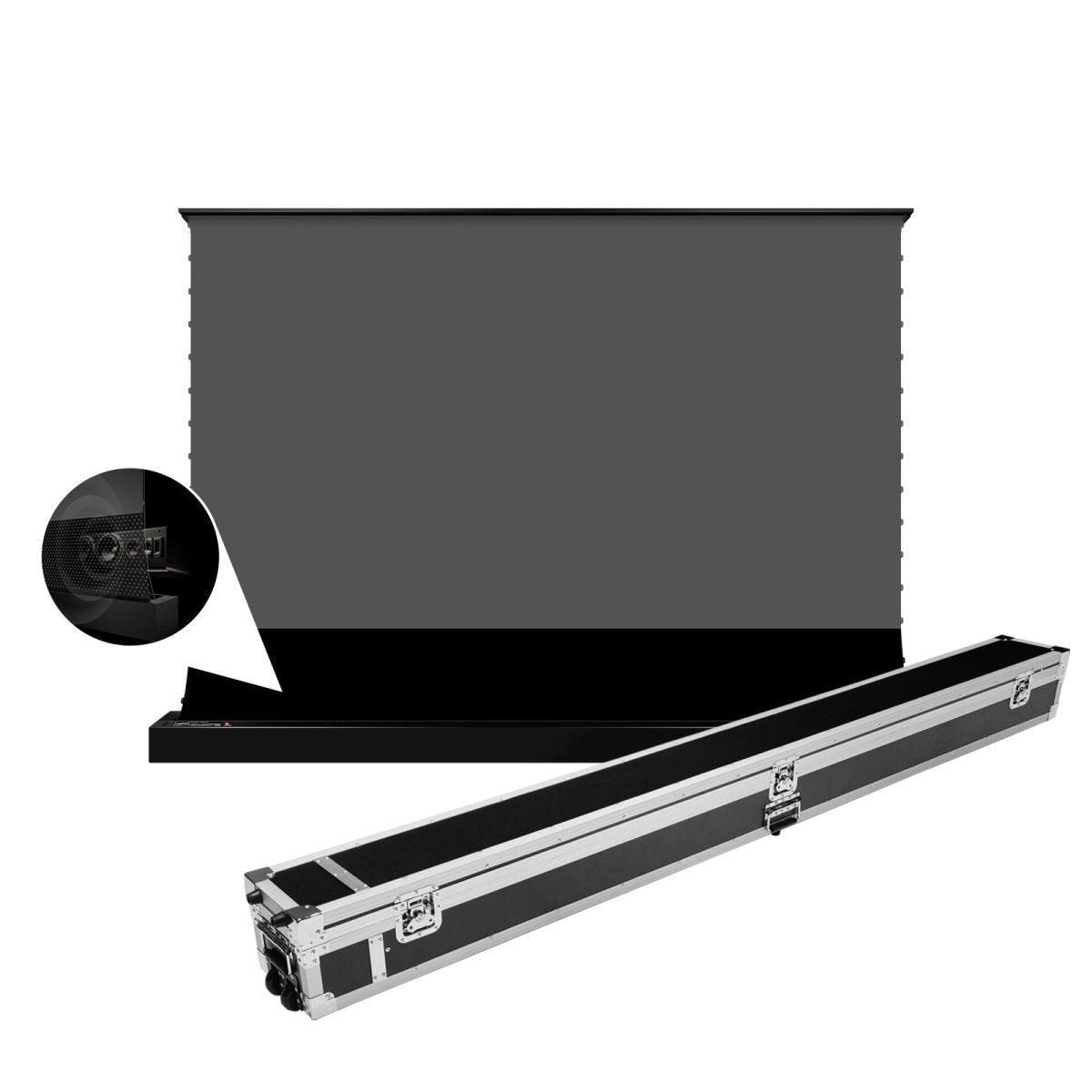 BUNDLE VIVIDSTORM S PRO / S PRO P Motorized Tension Floor Rising UST ALR Projector Screen & Heavy Duty Aluminium Travelling Case