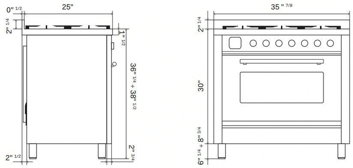ILVE Professional Plus II 36-Inch Freestanding Natural Gas Dual Fuel Range with 6 Sealed Burner in Custom RAL (UP36FWMPRA)