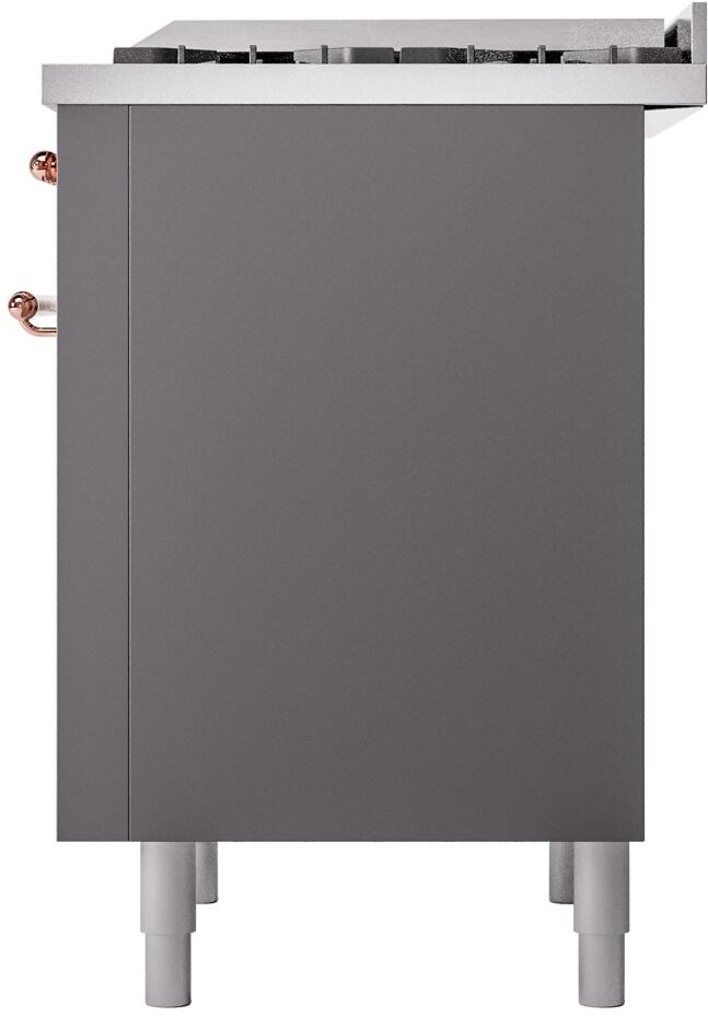 ILVE Nostalgie II 36-Inch Dual Fuel Freestanding Range in Matte Graphite with Copper Trim (UP36FNMPMGPLP)