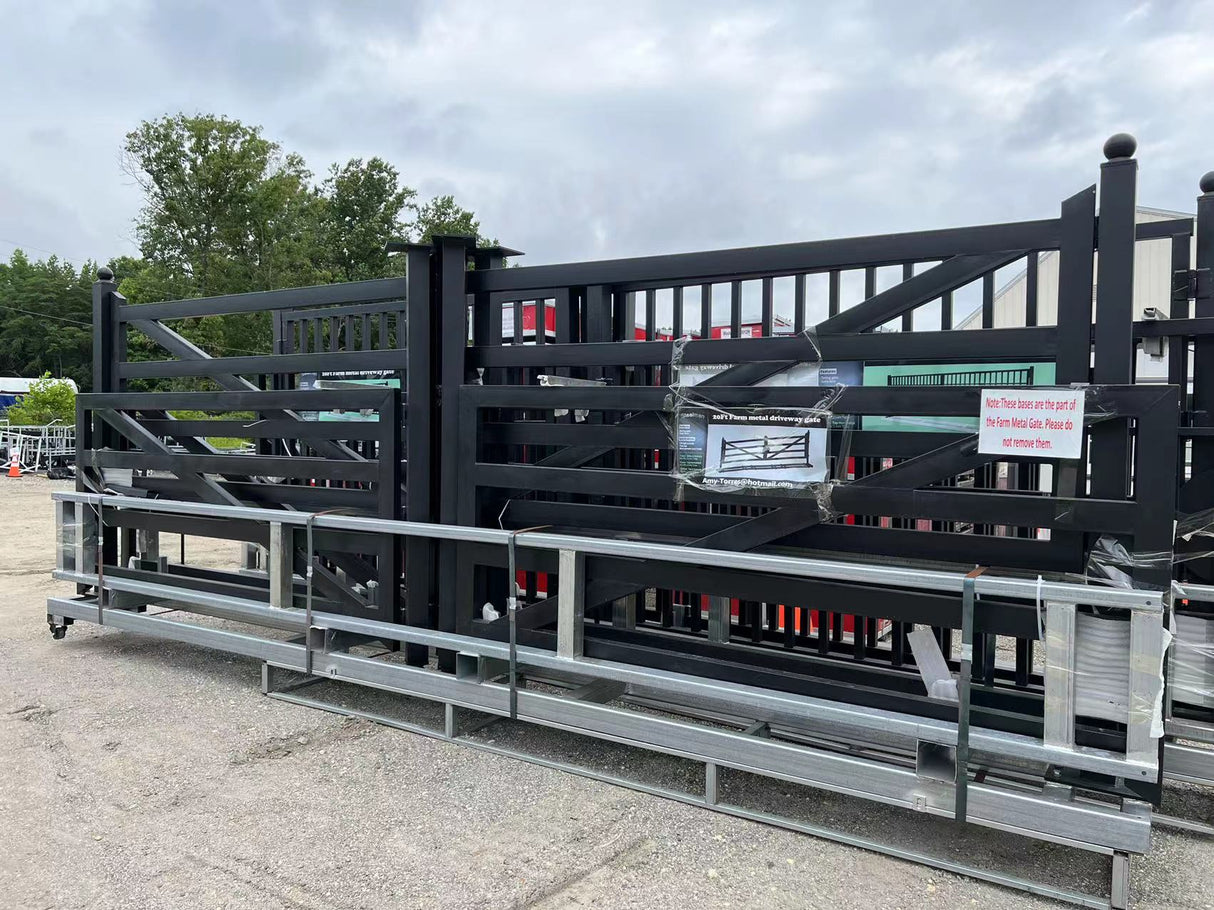 20ft Farm Metal Driveway Gate with Diagonal Tubes