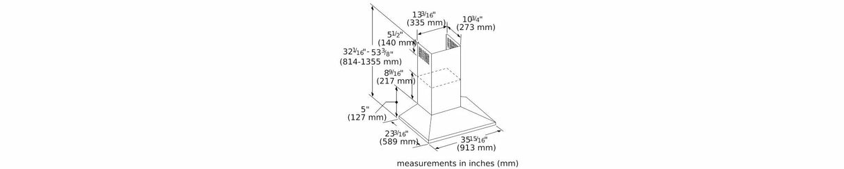 THERMADOR HMCB36WS Masterpiece® Pyramid Chimney Wall Hood 36'' in Stainless Steel
