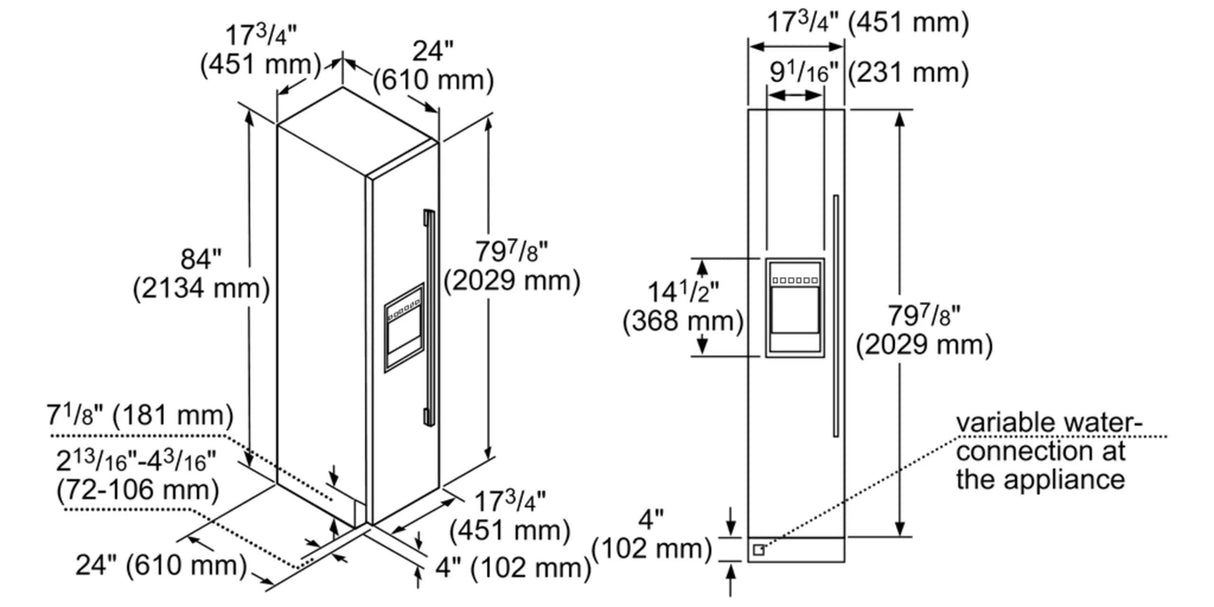 THERMADOR T18ID905LP Freedom® Built-in Freezer Column 18'' Panel Ready, External Ice & Water Dispenser, Left Hinge Custom Panel Ready