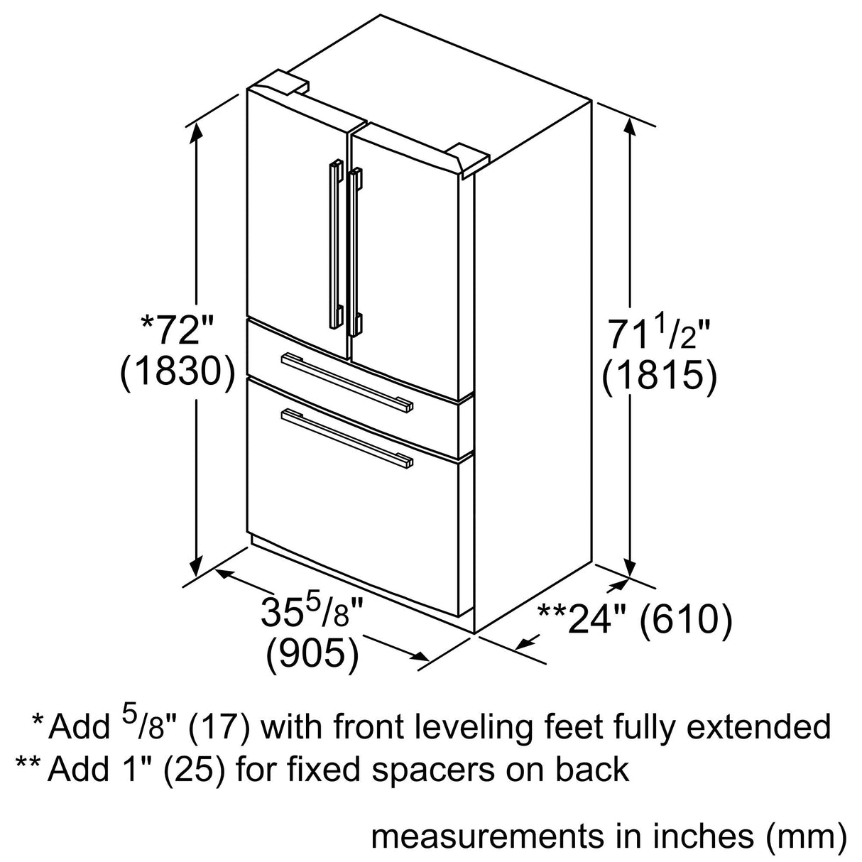THERMADOR T36FL821NS Freedom® Freestanding French Door Bottom Mount Refrigerator 36'' Professional in Stainless Steel