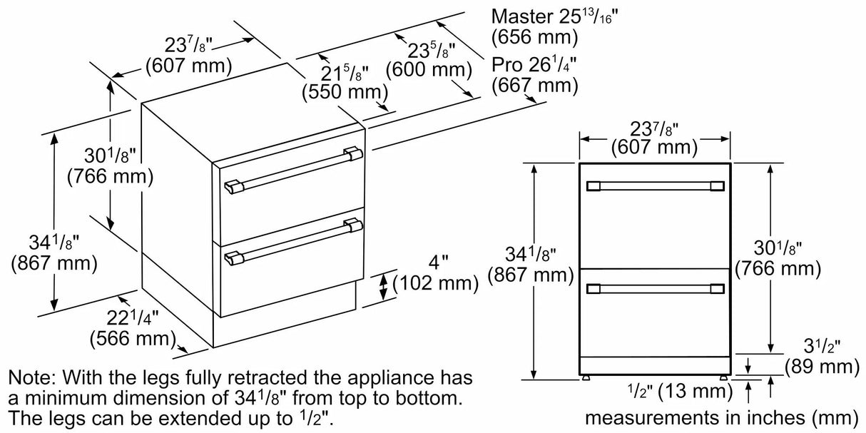 THERMADOR T24UC905DP Freedom® Under Counter Combo Drawer Refrigerator/Freezer 24'' Panel Ready Custom Panel Ready