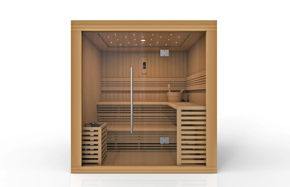 Golden Designs Osla Edition Indoor Traditional Sauna with Canadian Red Cedar Interior and Pacific Premium Clear Cedar Exterior (6-Person Capacity)