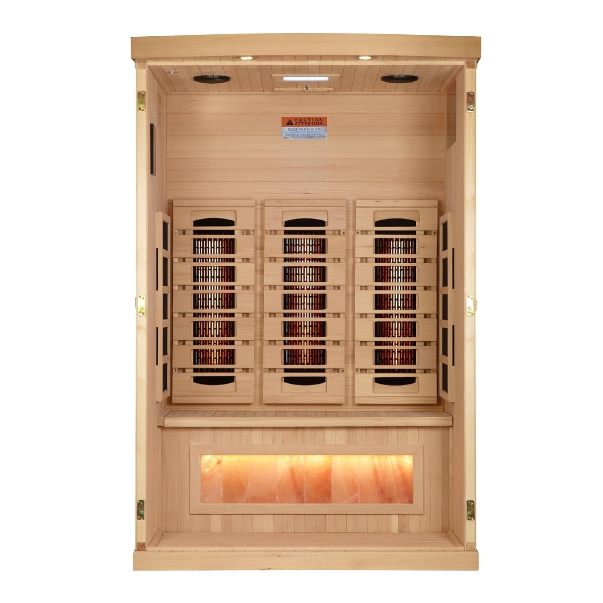Golden Designs Full Spectrum PureTech™ Near Zero EMF Indoor Infrared Sauna with Himalayan Salt Bar in Canadian Hemlock (2-Person Capacity)