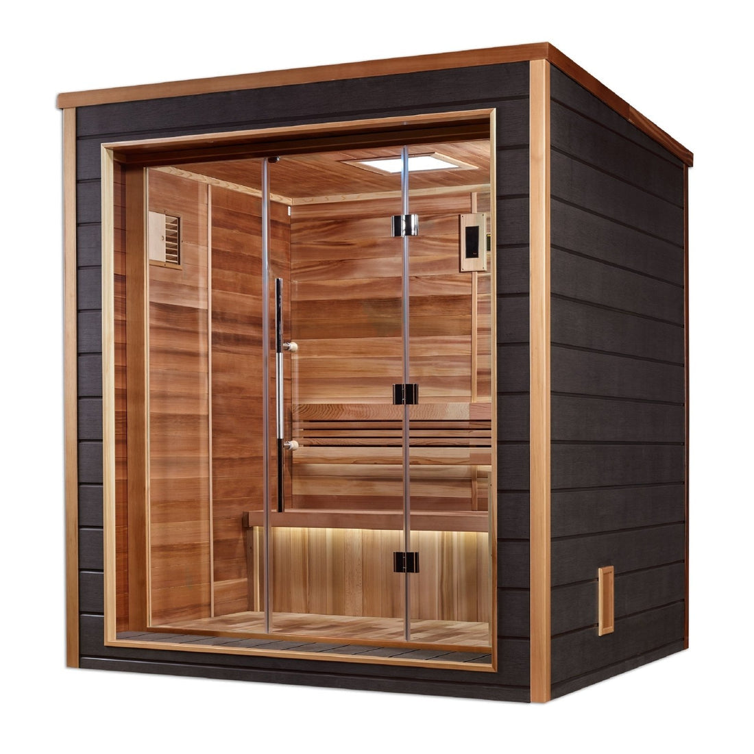 Golden Designs Drammen Outdoor Traditional Sauna with Canadian Red Cedar Interior (3-Person Capacity)