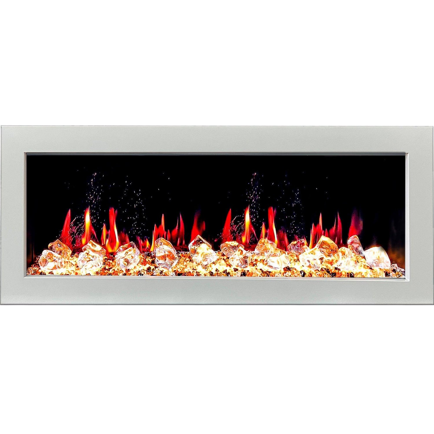 Litedeer Homes Gloria II 48" Smart Electric Fireplace with App Control and Diamond-like Crystal Media - ZEF48XCW, White