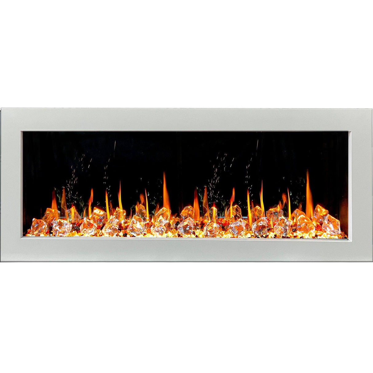 Litedeer Homes Gloria II 48" Smart Electric Fireplace with App Control and Diamond-like Crystal Media - ZEF48XCW, White