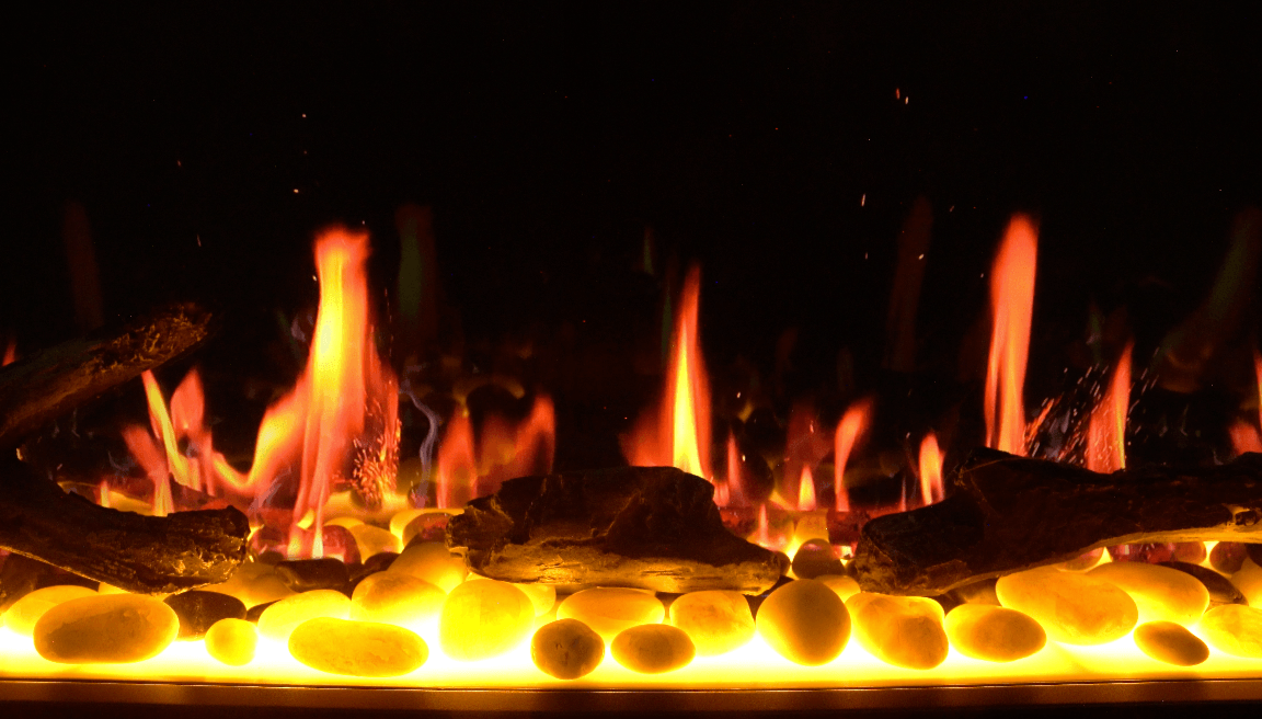 2025 New Litedeer Homes Gloria II 58" Smart Electric Fireplace with App Driftwood Log & River Rock - ZEF58VS, Silver
