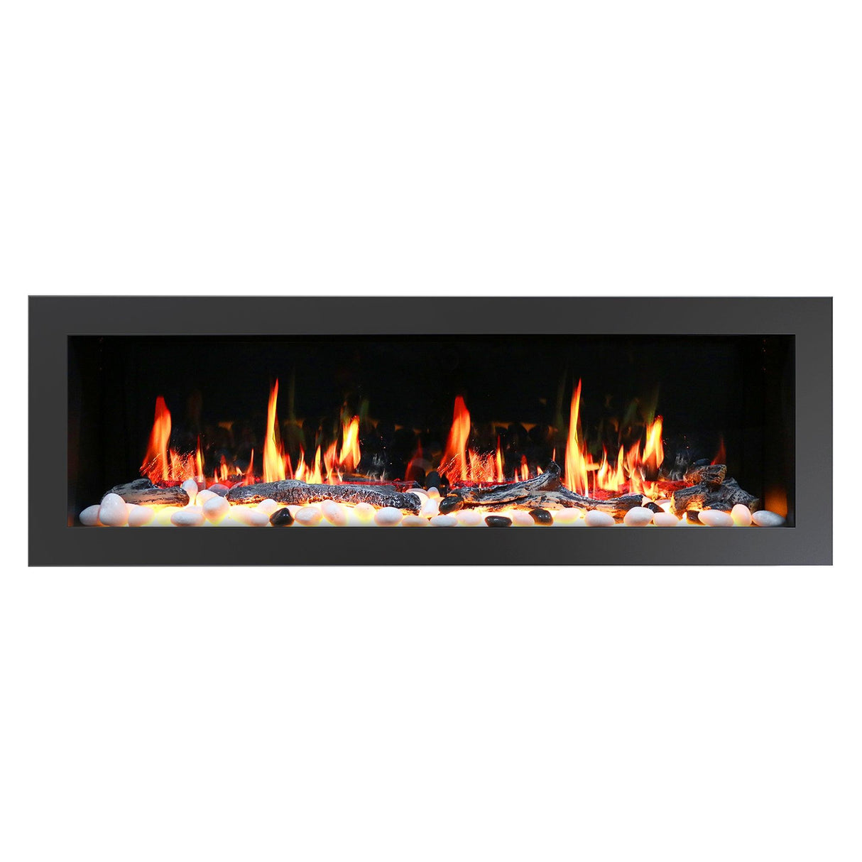 2025 New Litedeer Homes Gloria II 58" Smart Electric Fireplace with App Driftwood Log & River Rock - ZEF58VS, Silver