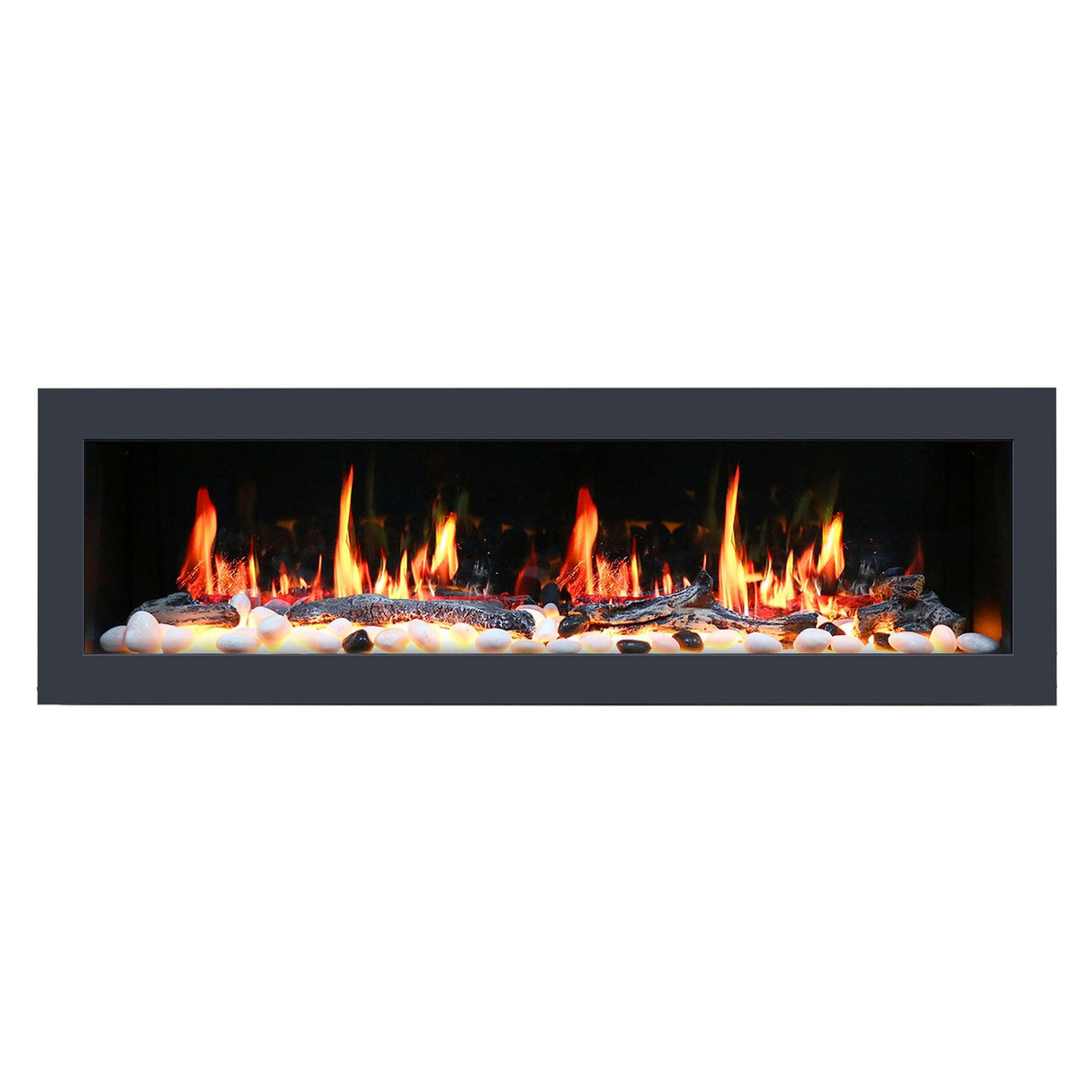 2025 New Litedeer Homes Gloria II 58" Smart Electric Fireplace with App Driftwood Log & River Rock - ZEF58VS, Silver